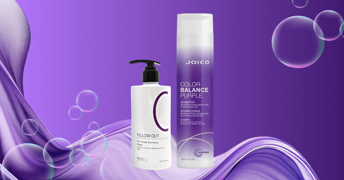 Purple shampoo and blue shampoo for brassy hair