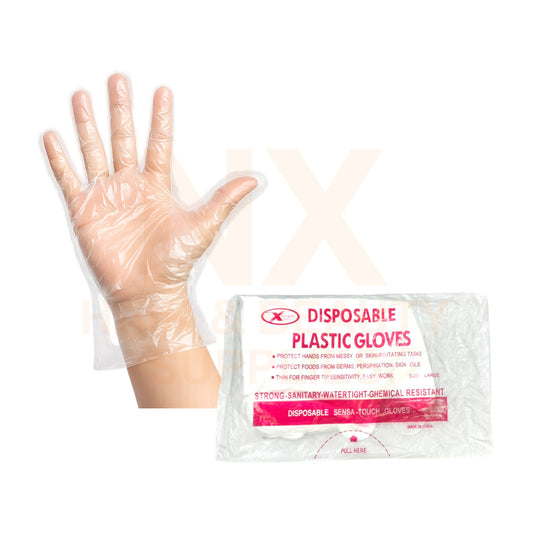 XD - DISPOSABLE PLASTIC HAND GLOVES - 28'S