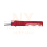 YTS - AC487 - 5 METAL TAIL COMB - BLACK/PINK/RED