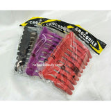 XD - CROCODILE HAIR CLIP - 10'S/PKT - RED/PURPLE/BLUE