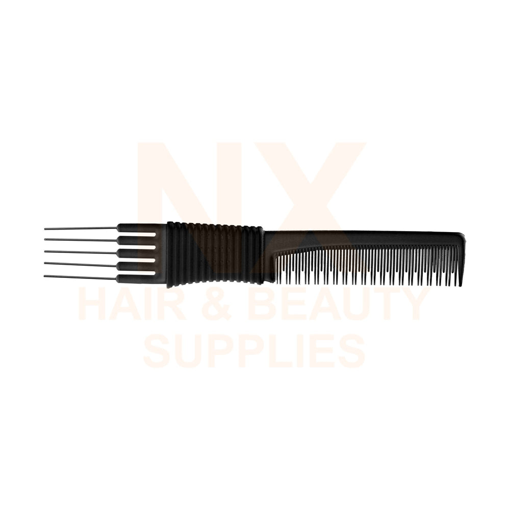 YTS - AC487 - 5 METAL TAIL COMB - BLACK/PINK/RED