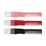 YTS - AC487 - 5 METAL TAIL COMB - BLACK/PINK/RED