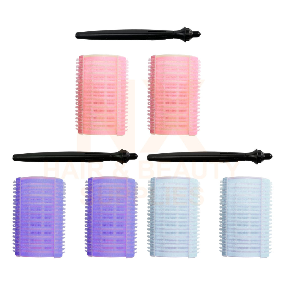 SSS - 2447 - HAIR CURLER SELF STICK (2'S) - PURPLE/PINK/LIGHTBLUE