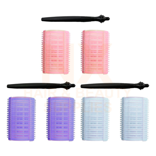 SSS - 2447 - HAIR CURLER SELF STICK (2'S) - PURPLE/PINK/LIGHTBLUE