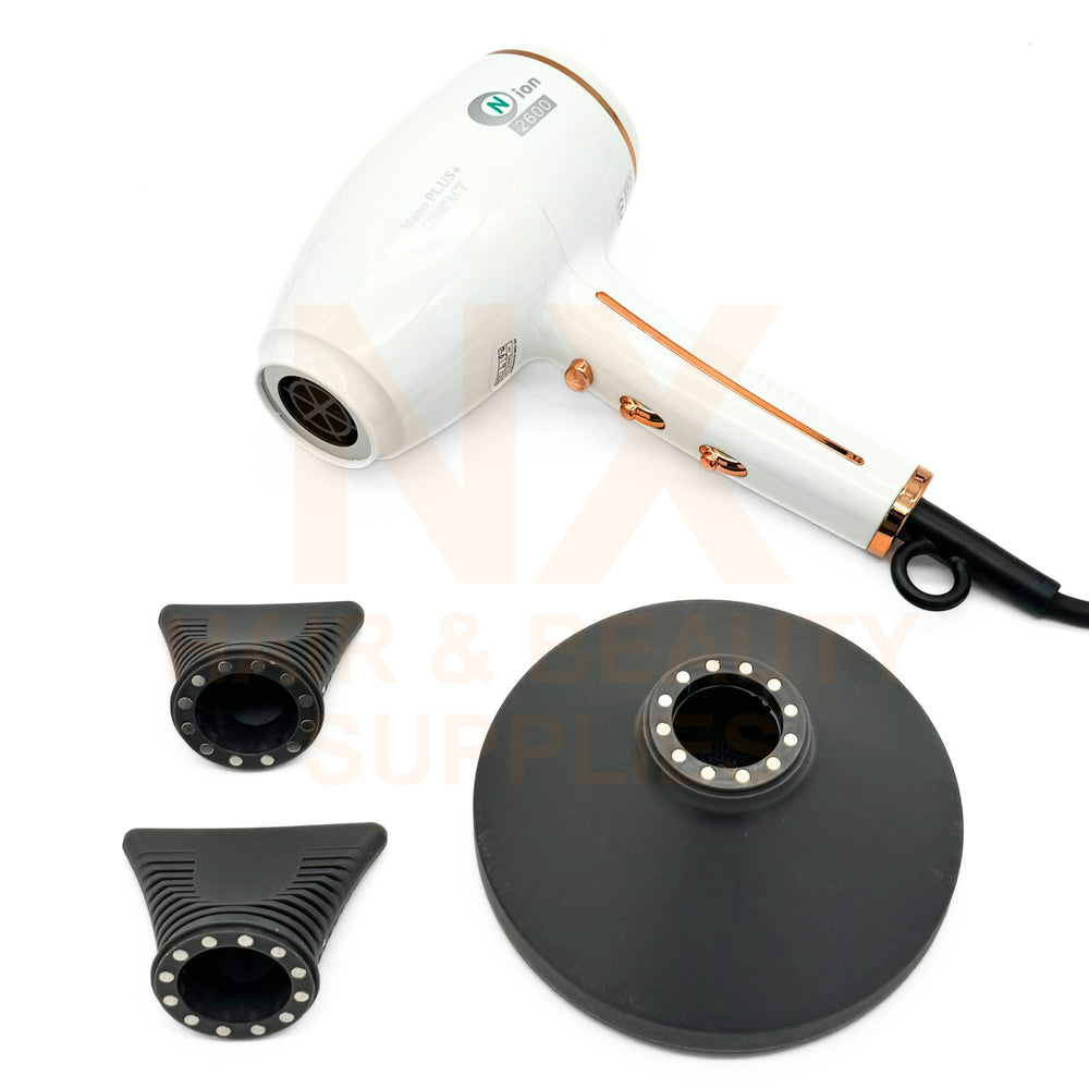 N-ION - 2600 - NANO PLUS COMPACT HAIR DRYER - BLACK/GREY/WHITE
