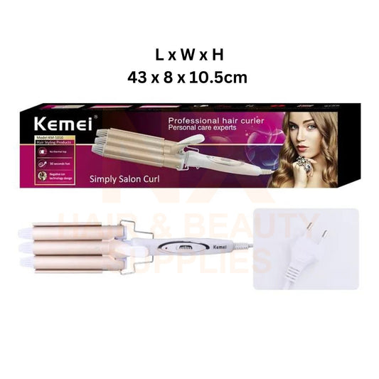 XD – KEMEI 3 BARREL CURLING IRON – 22MM (KM–1010)