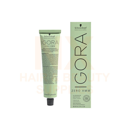 Schwarzkopf Professional GORA Zero Amm hair color tube and matching box in a pale mint green color, shown on a white background with a faint watermark.