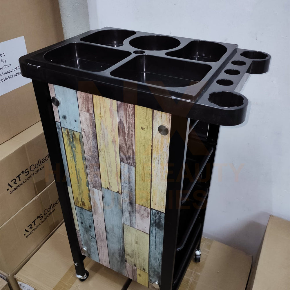 HM-008 - HAIR TROLLEY WITH WOOD DESIGN