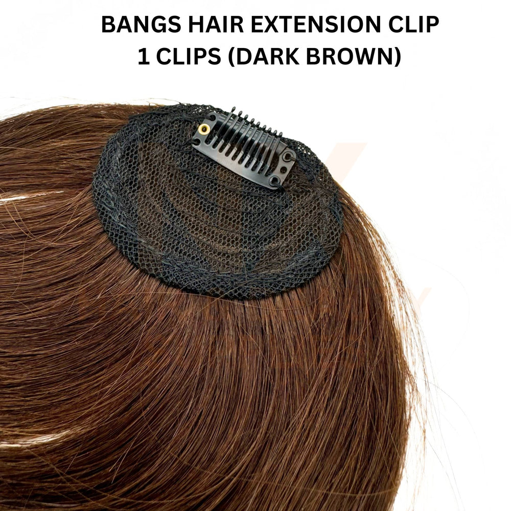 BANGS HAIR EXTENSION CLIP – 1 CLIP (BLACK/DARK BROWN/LIGHT BROWN)