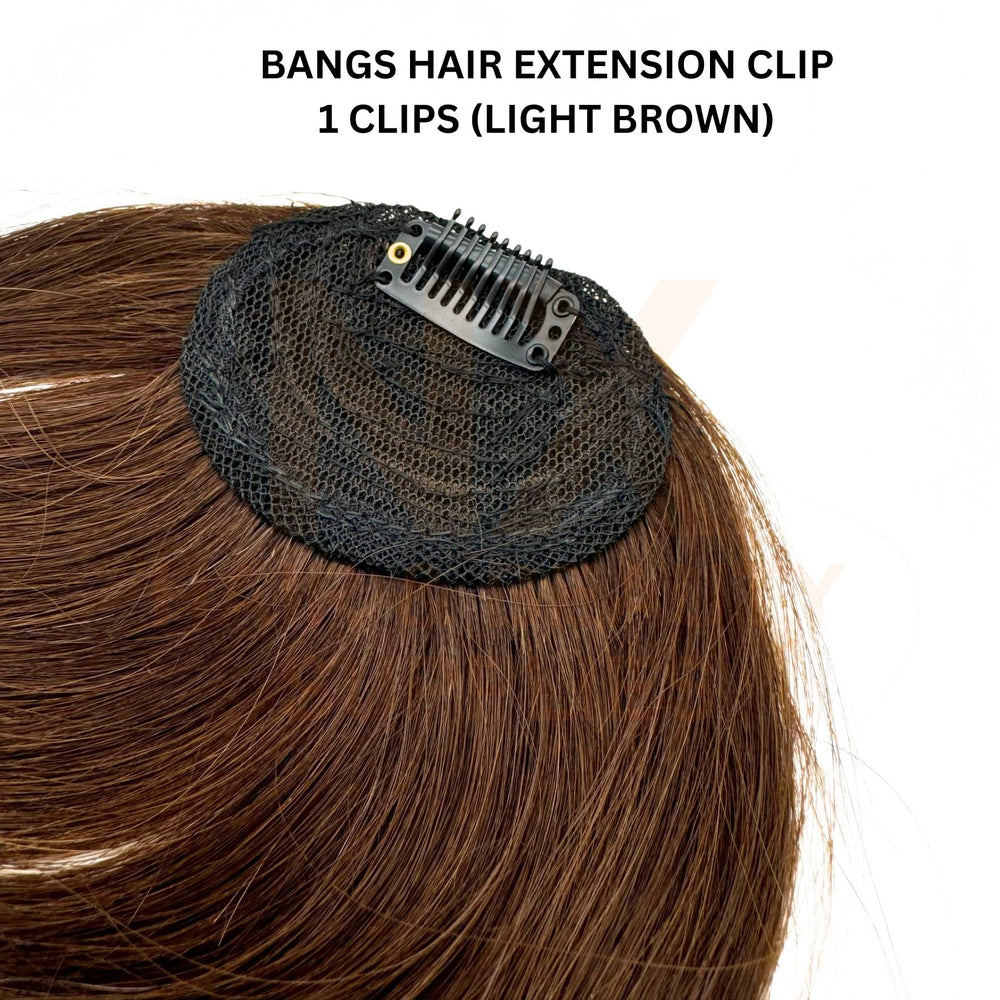 BANGS HAIR EXTENSION CLIP – 1 CLIP (BLACK/DARK BROWN/LIGHT BROWN)