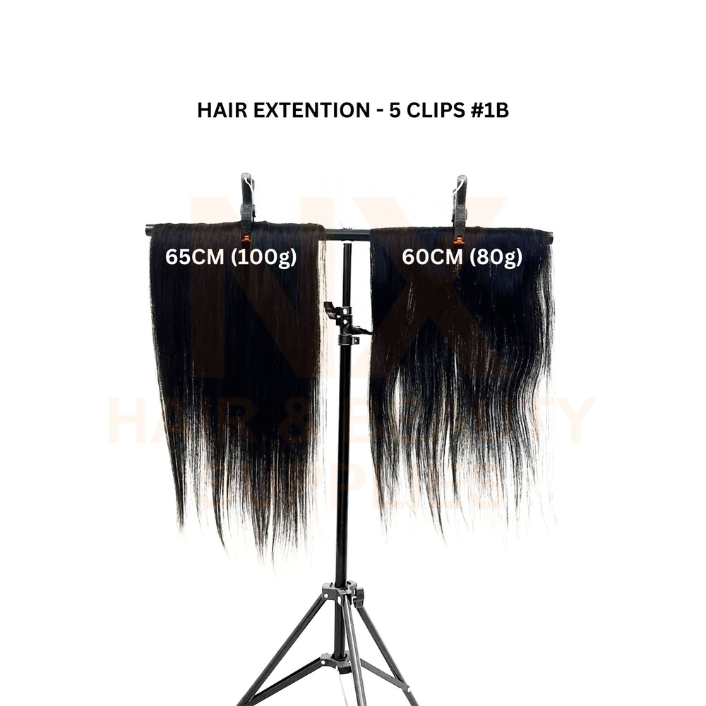 HAIR EXTENSION 60CM/65CM – 5 CLIPS (80g/100g) #1B