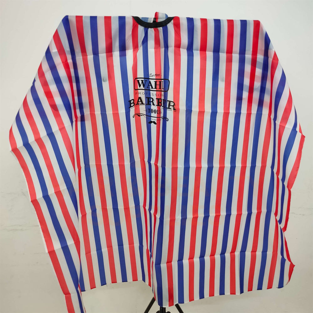 #JX – CUTTING CAPE RED/WHITE/BLUE STRIPE – WAHL LOGO
