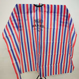 #JX – CUTTING CAPE RED/WHITE/BLUE STRIPE – WAHL LOGO