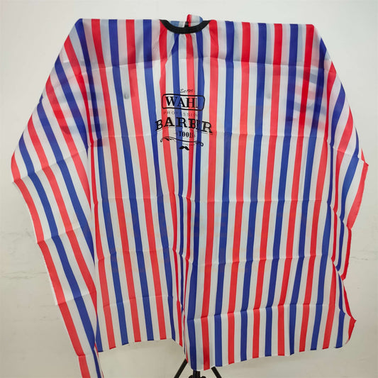 #JX – CUTTING CAPE RED/WHITE/BLUE STRIPE – WAHL LOGO